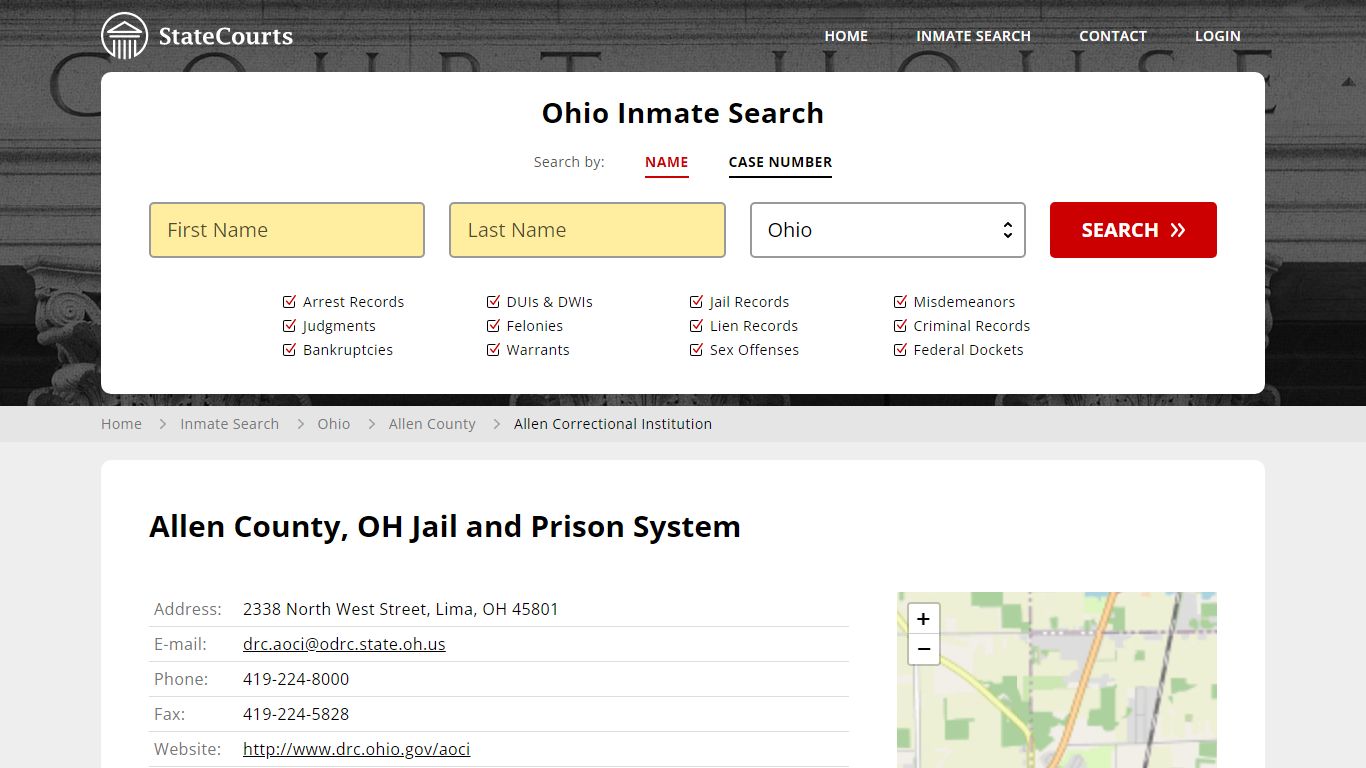 Allen Correctional Institution Inmate Records Search, Ohio - StateCourts